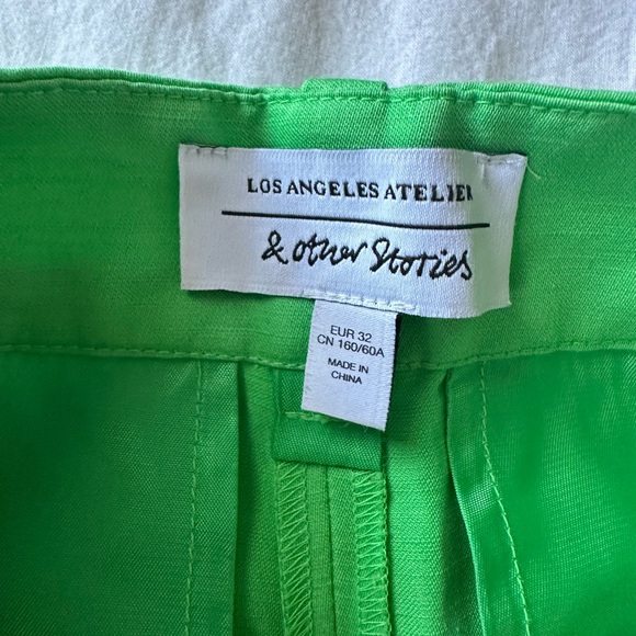 & Other Stories Neon green linen pants - Picture 2 of 3